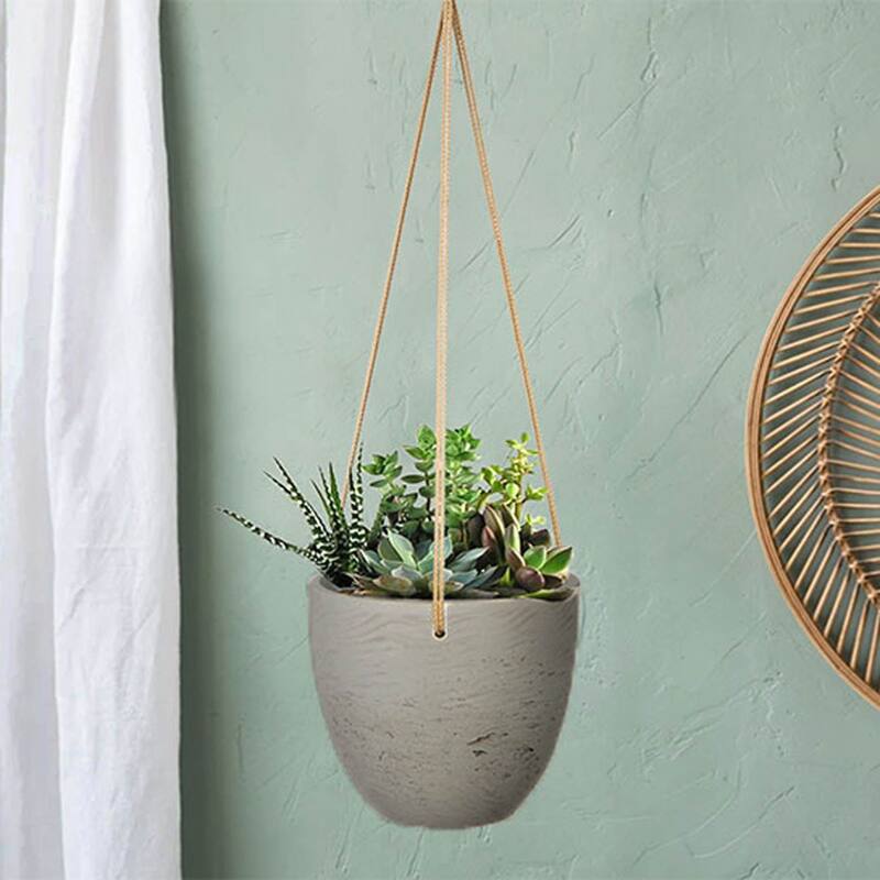 Last Chance 8" Medium Hanging Pot, Cement Grey