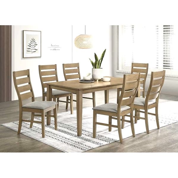 US Pride Furniture Rectangular Table and 6 Upholstered Chairs with Slat ...