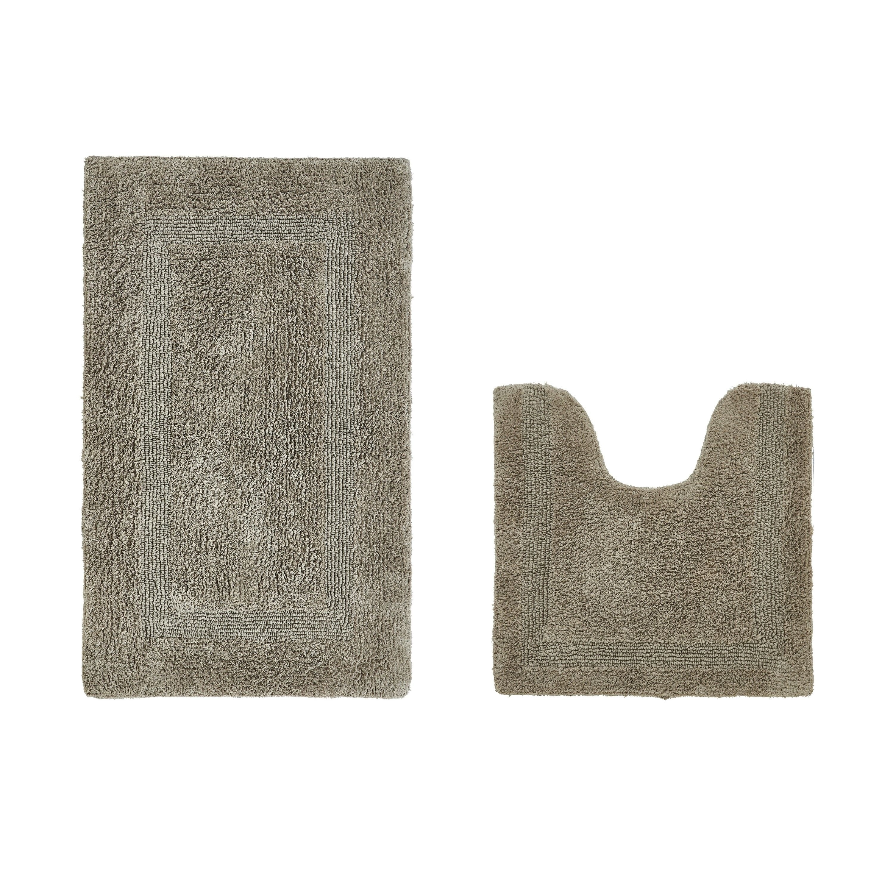 Better Trends Lux 2-Piece 100% Cotton Tufted Reversible Bathroom Rug Set, Water Absorbent Bath Mats for Shower and Sink