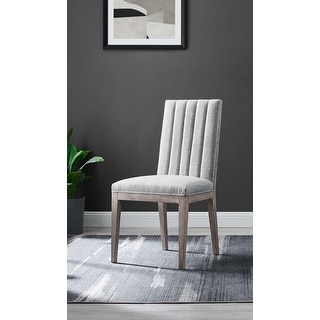 Ridge French Rustic Style Light Grey Fabric Upholstered Channel