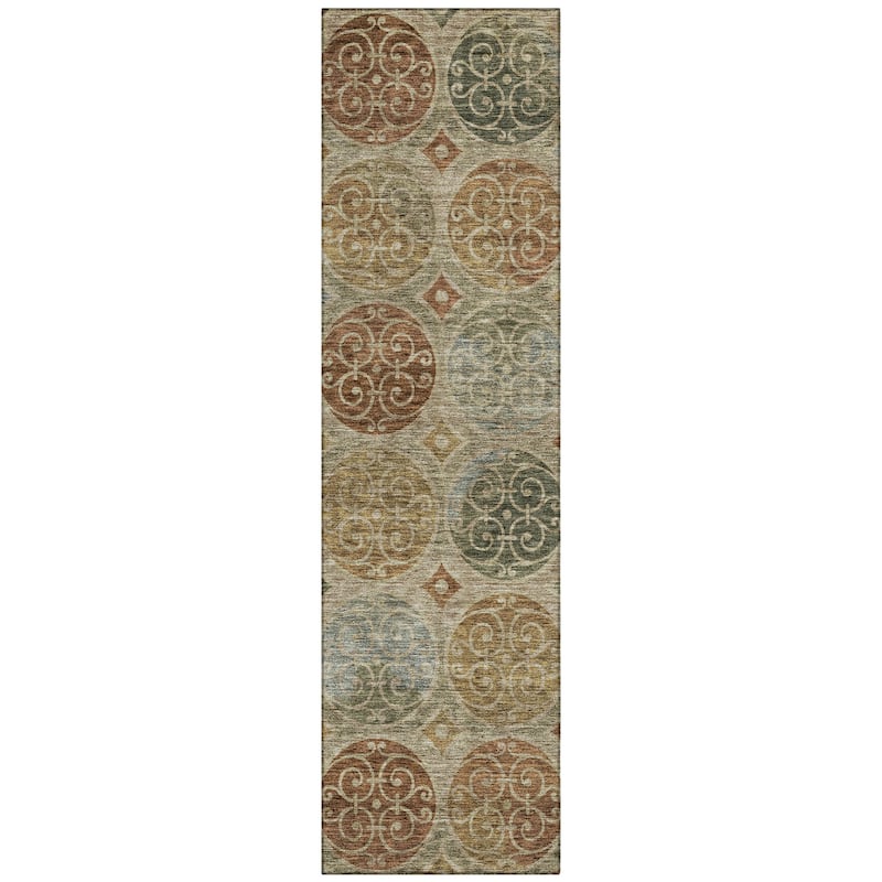 Machine Washable Indoor/ Outdoor Chantille Vintage Medallions Rug