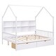 preview thumbnail 5 of 20, Kids' Wooden House Bed with 2 Drawers and Storage Shelf