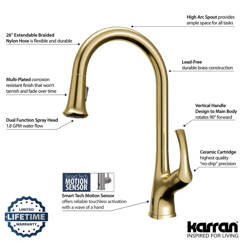 Karran Chantilly Touchless KKF375 Single Handle Pull Down Sprayer Kitchen Faucet