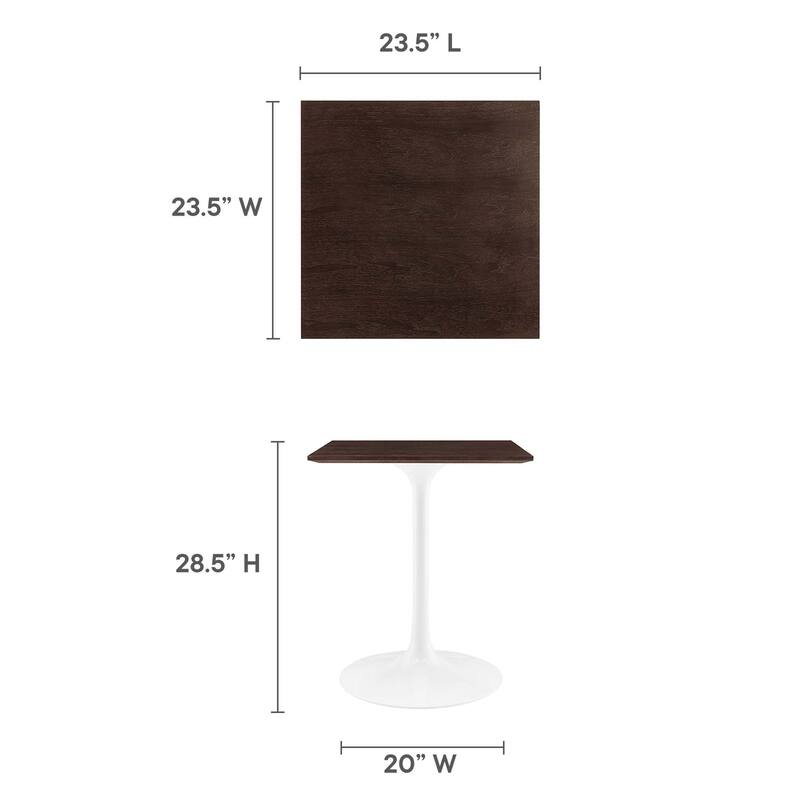 Modway Lippa 24" Square Dining Table in White Cherry Walnut