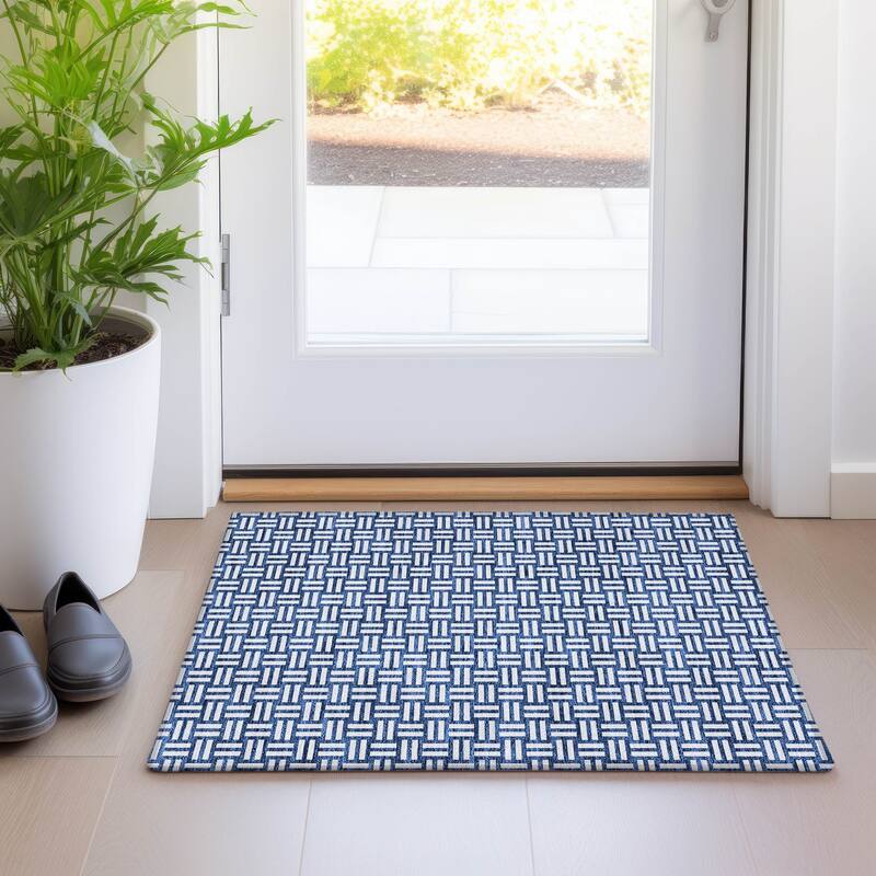 Premium Washable Super Soft Modern Weave Mayfield Rug - Navy - 1'8" x 2'6"