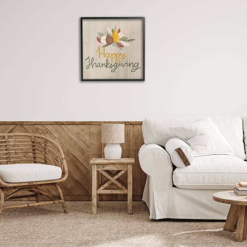 Stupell Happy Thanksgiving Rustic Harvest Framed Giclee Art Design By Mandy Ford Art + Illustration