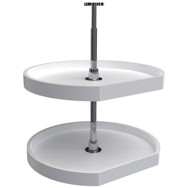 Rev-A-Shelf RAS Polymer 22 Inch D-Shaped 2 Shelf Lazy Susan Set with - White