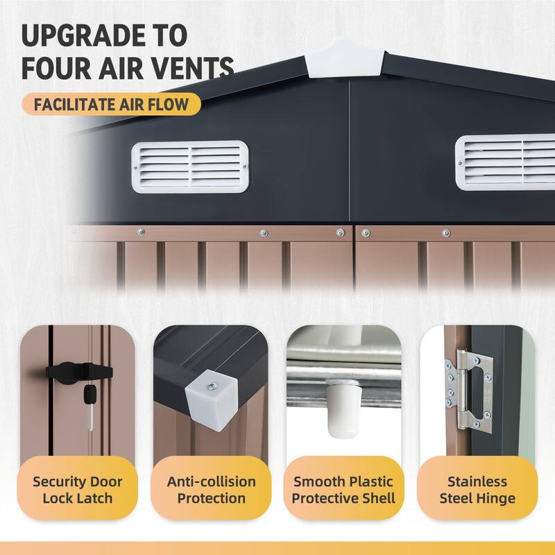 AOXUN Outdoor Storage Shed with Lockable Doors and Air Vents for Garden