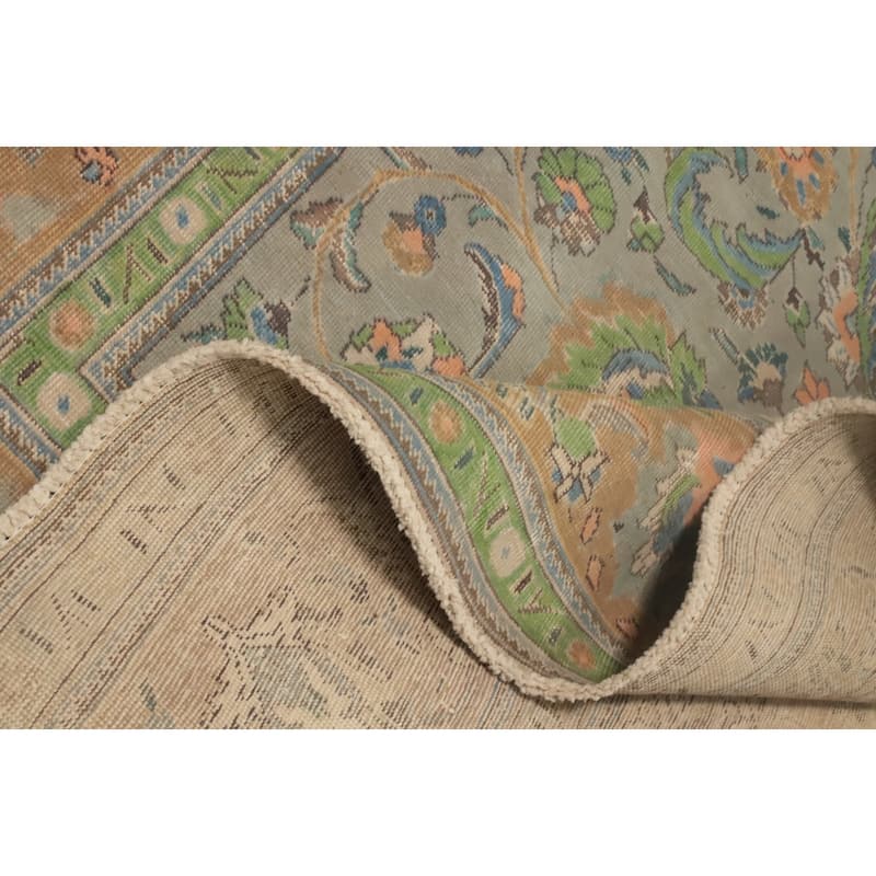 Hand Knotted Oriental 100% Wool Carpet Traditional All-Over Greys & Charcoal Tabriz Area Rug - 13' 3'' X 9' 8''