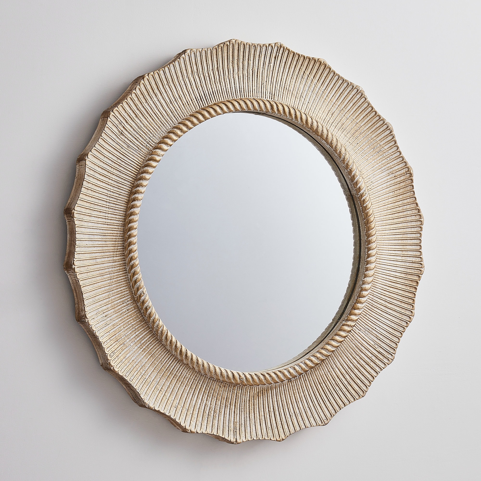 新品 30-in Vanity Bathroom Decorative Wooden Round Beige Bohemian タンス、衣類収納