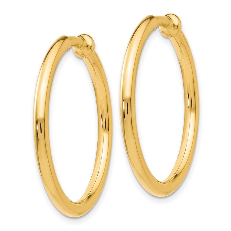 Curata 14k Yellow Gold Polished Non Pierced Hoops Earrings 30x30mm