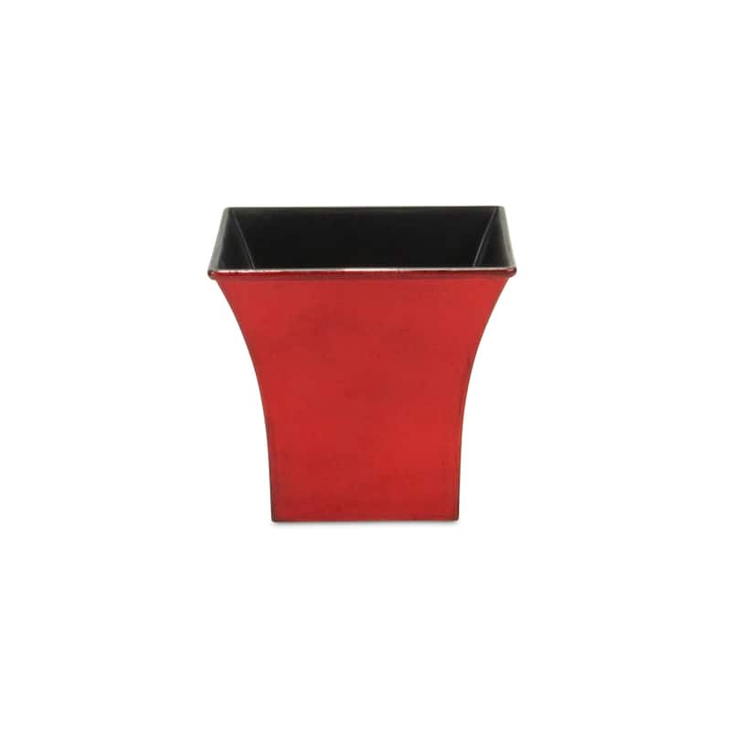 HomeRoots 5" Red Recycled Plastic Indoor Outdoor Square Pot Planter