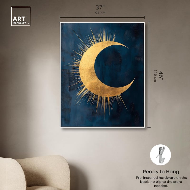 Gold Moon on Indigo Canvas by Art Remedy