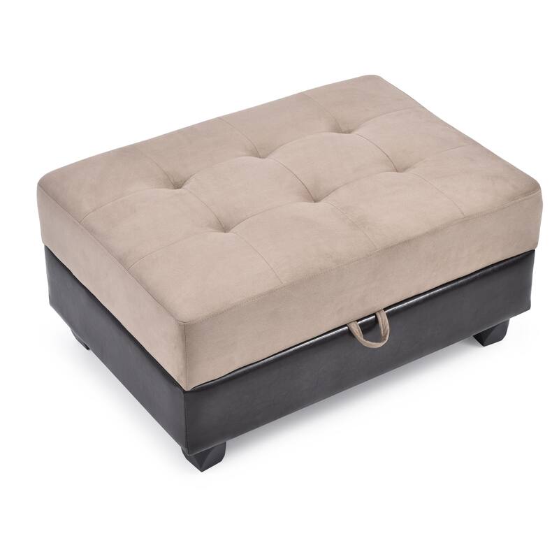 Micro-suede Button Tufted Storage Ottoman