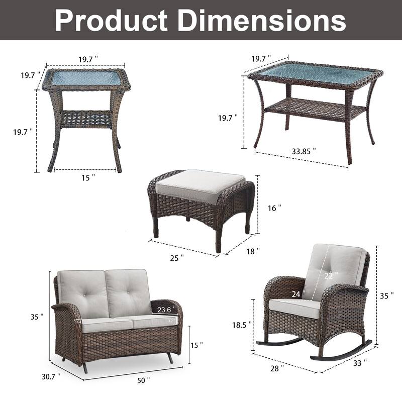 Gymojoy Outdoor Wicker Patio Furniture Loveseat Glider & Chair Set