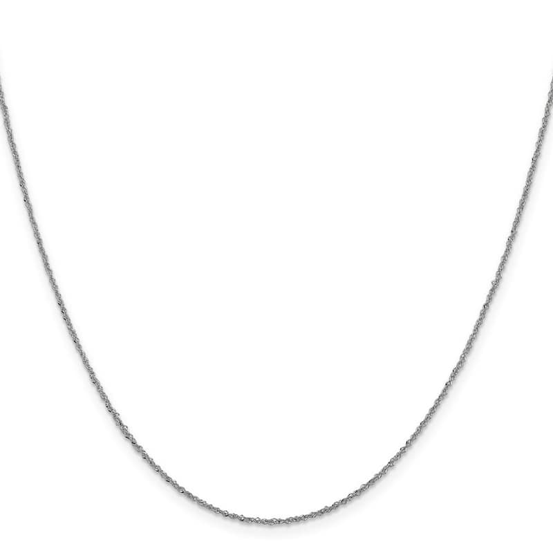 Curata 10k White Gold 1mm Diamond-cut Singapore Chain Necklace (Lobster)