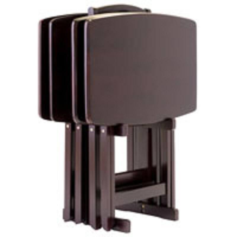 Set of 5 Dark Brown Folding Snack Table 25.50"
