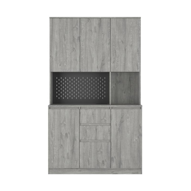GDFStudio - Hadley 72" Farmhouse Bar MDF Cabinet with Sliding Barn Door, Kitchen Buffet and Coffee Bar Sideboard