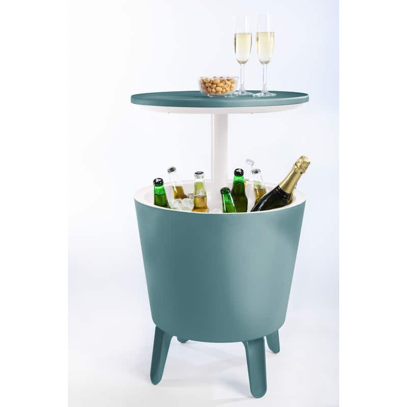 Keter Cool Bar Indoor Outdoor Patio Beverage Cooler and Bar Pop-Up Side Table