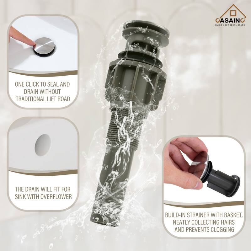 8 in. Widespread Double-Handle C-Arc Waterfall Deck-Mount Bathroom Faucet with Drain Kit