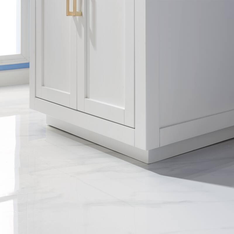 Altair Ivy Single Bathroom Vanity Set and Carrara White Countertop with Mirror