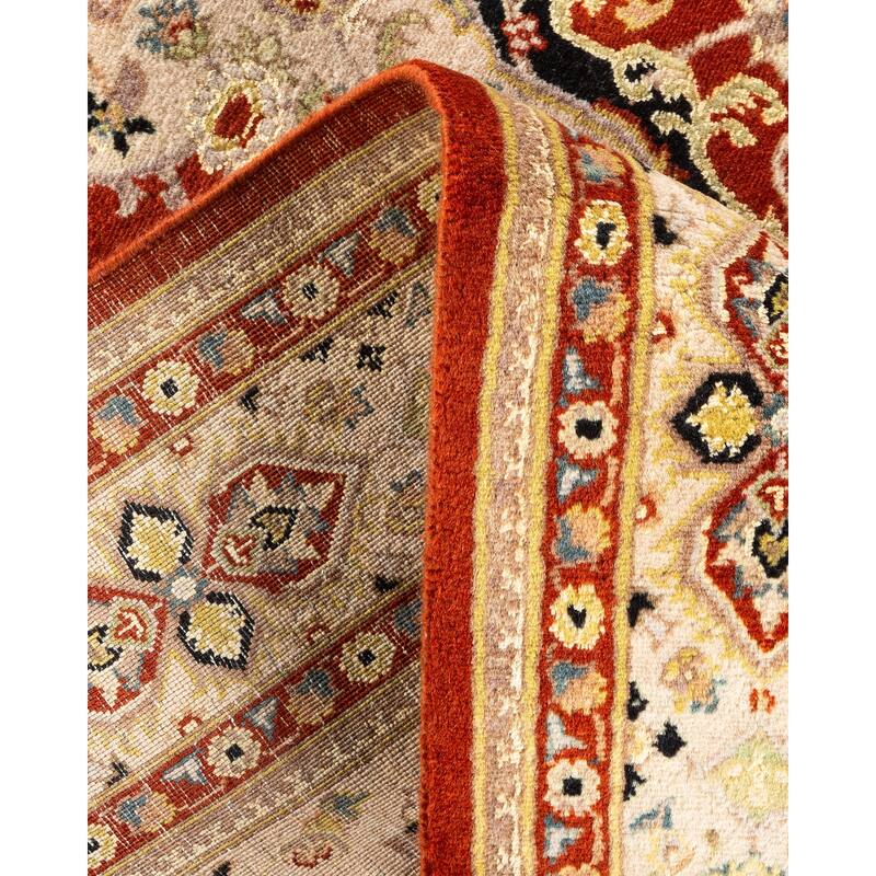 Overton Hand Knotted Wool Traditional Oriental Orange Area Rug - 5' x 8'