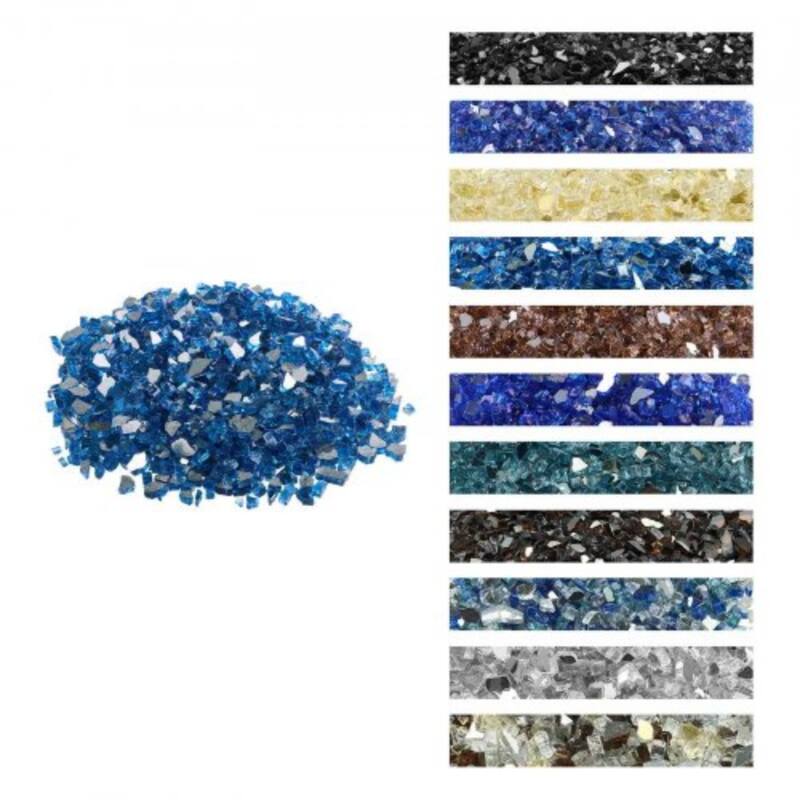 Pacific Blue Tempered Crushed Glass Fire Pit Rocks 10 lbs Heatproof - 1/2 inch - Pacific Blue