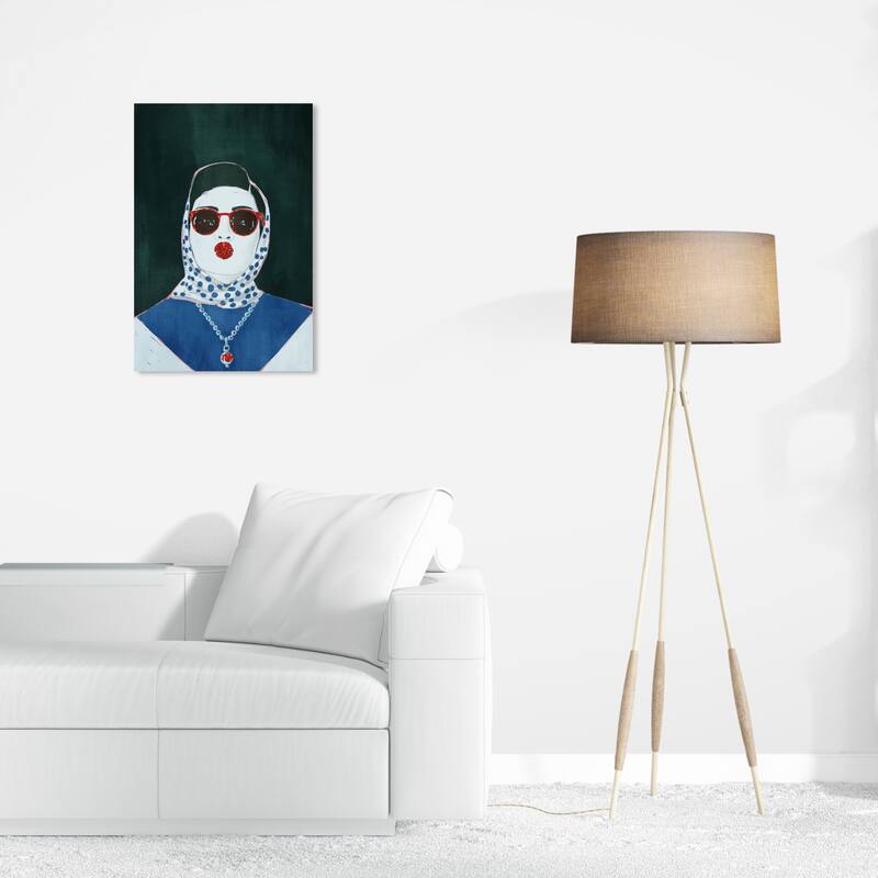 Wynwood Studio Fashion and Glam Portrait of Ruby Red Blue and Glam Wall Art Canvas Print - 24 x 16