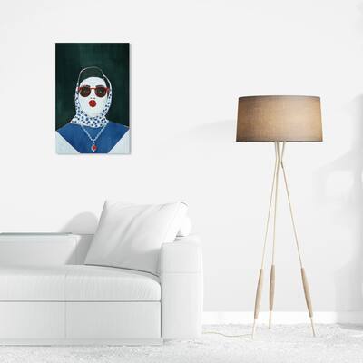 Wynwood Studio Fashion and Glam Portrait of Ruby Red Blue and Glam Wall Art Canvas Print