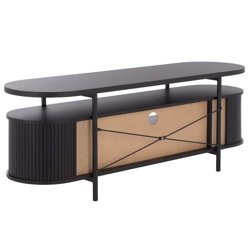 SAFAVIEH Home Etka 2-Drawer Tambour Door Media Stand - 55"W x 16"D x 20"H