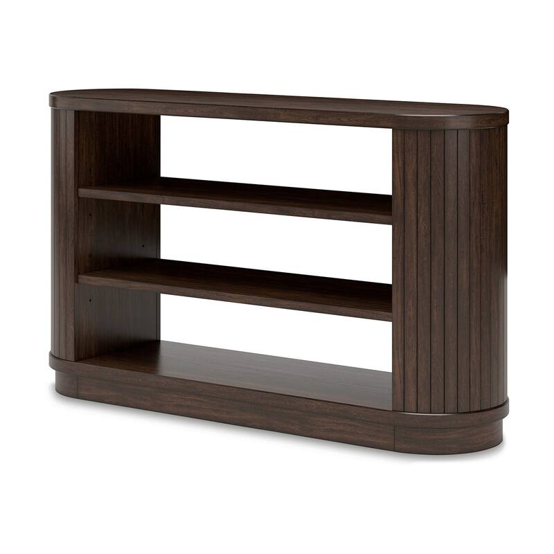 Jeno TV Media Credenza Cabinet, 2 Shelves, Ribbed Brown Wood 58 Inch