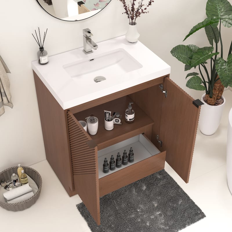 Milano 24" Freestanding Bathroom Vanity with White Acrylic Sink