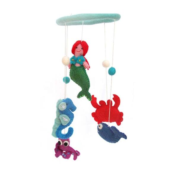 slide 2 of 13, Handmade Felt Mermaid Mobile (Nepal)