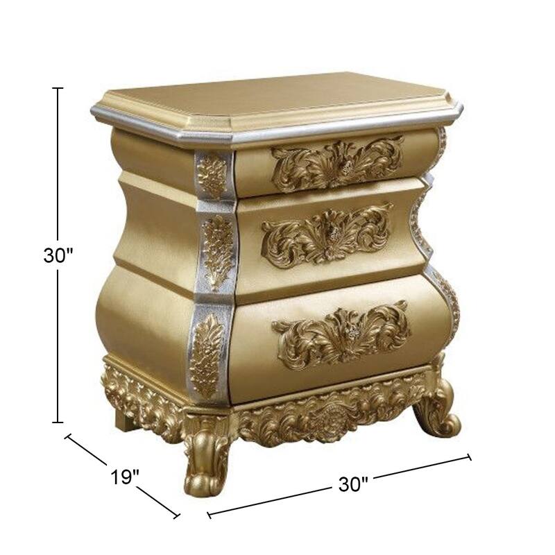3 Drawers Resin Nightstand in Gold Finish