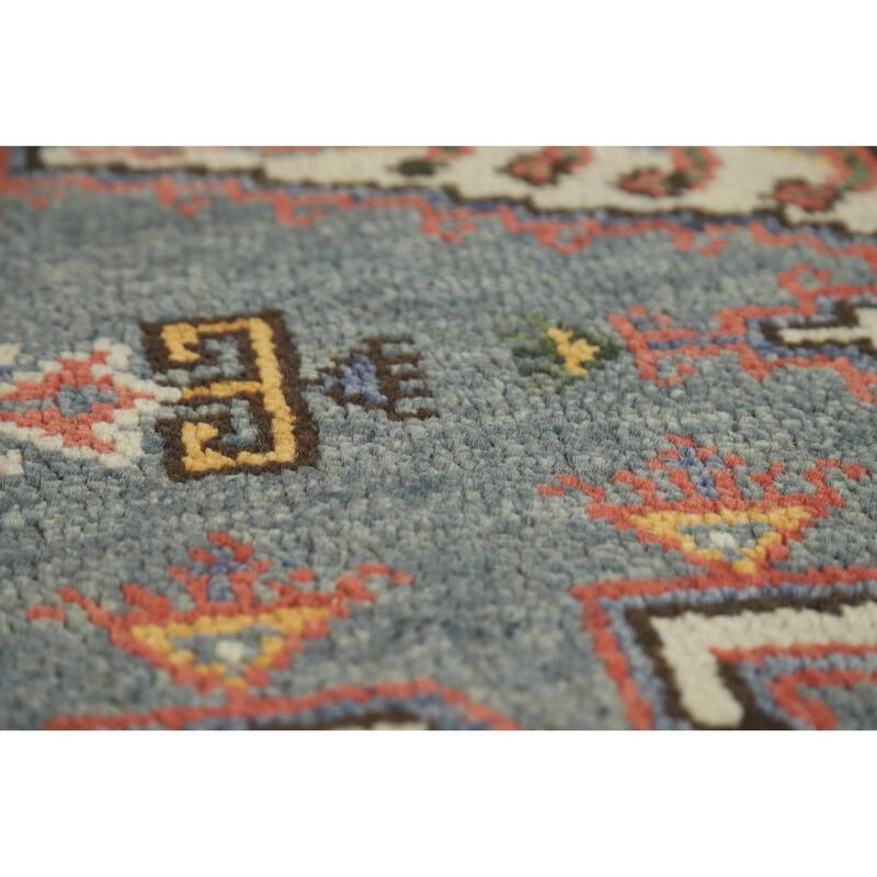 Blue Viss Indian Area Rug Hand-Knotted Wool Carpet - 6'0" x 8'10"