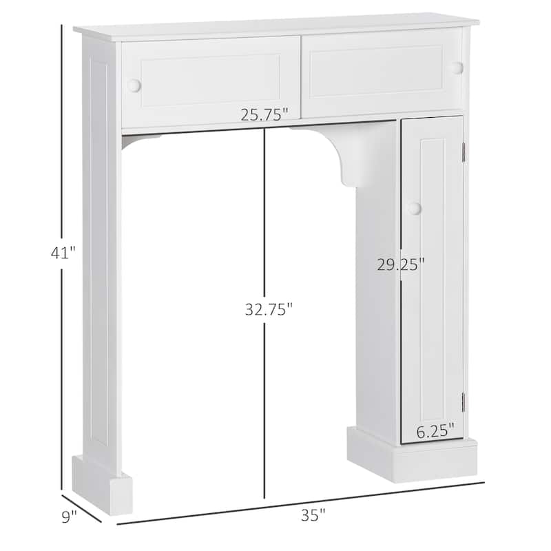 HomCom Freestanding Over Toilet Bathroom Storage Cabinet - White - 35*9*41