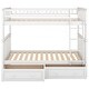 preview thumbnail 5 of 8, White Wood Twin over Twin Convertible Beds Bunk Bed with 2 Drawers and Ladder