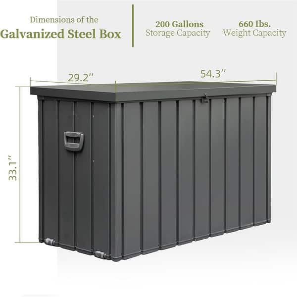dimension image slide 0 of 5, Outdoor Storage Deck Box Waterproof, Large Patio Storage Bin (Dark Gray)