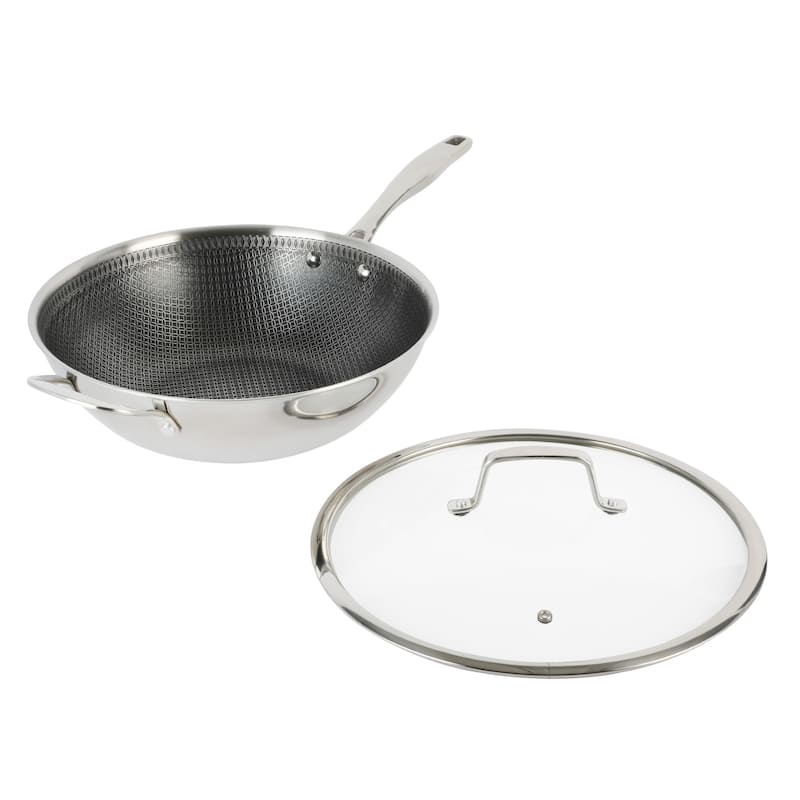 Kenmore Elite Luke Triply Hybrid Stainless Steel Wok W/Lid