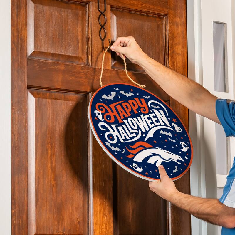 Denver Broncos 18" x 18" Halloween Door Décor Wall Sign