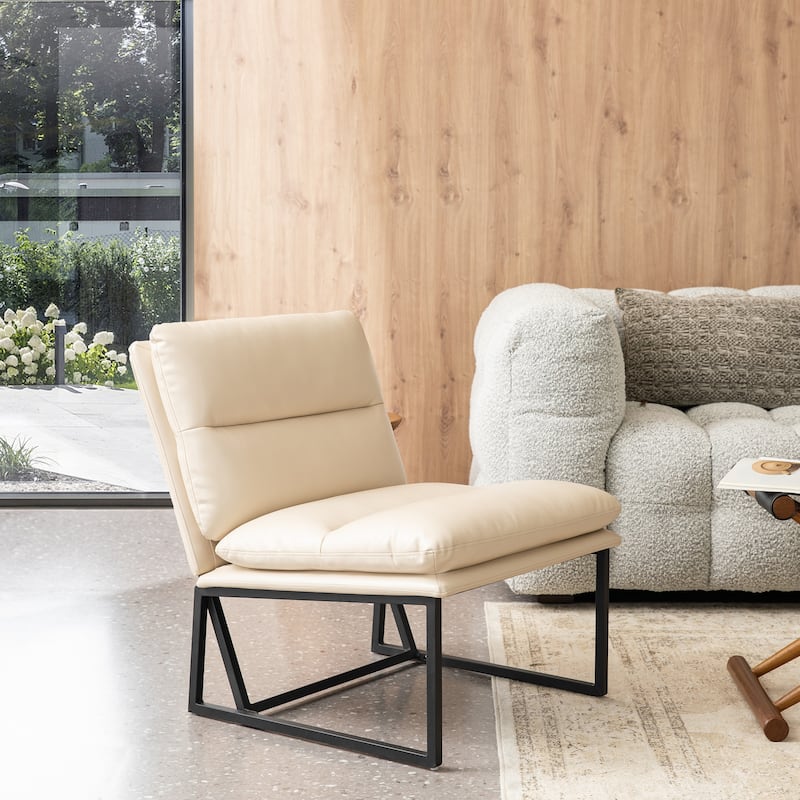 Glitzhome 30.25"H Modern Soft PU Leather Armless Accent Chair