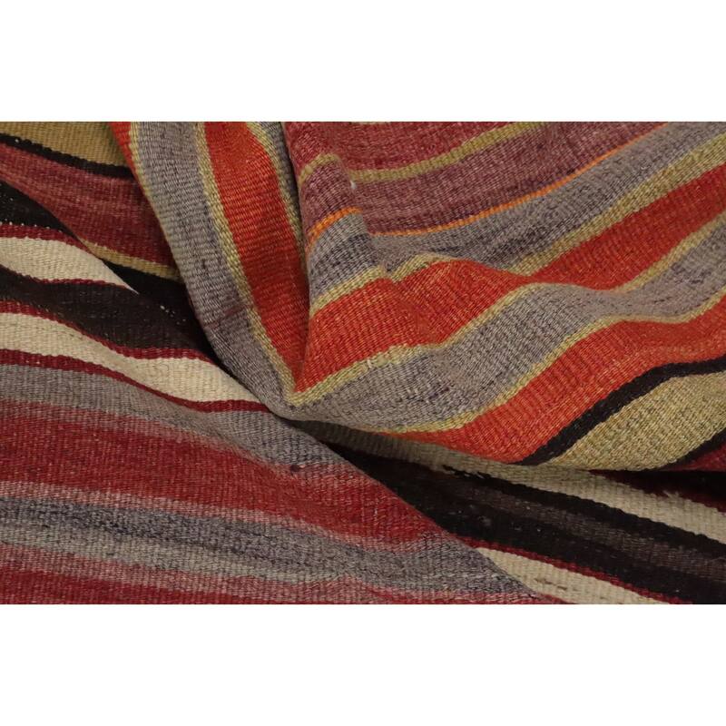 Hand Woven Oriental 100% Wool Carpet Southwestern Geometric Multi-Colored Kilim Area Rug - 6' 8'' X 4' 8''
