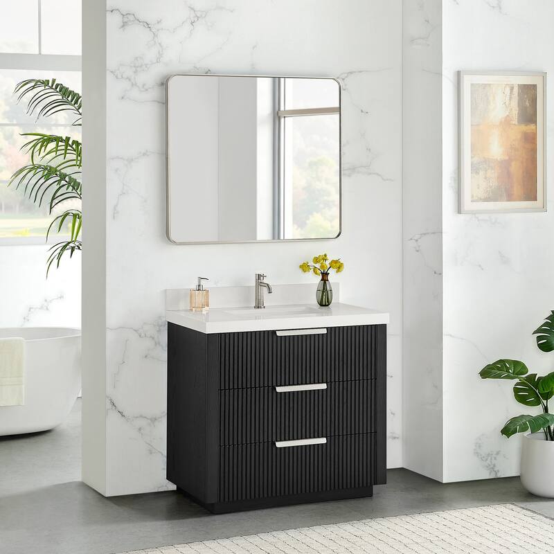 Santarem Single Vanity with Pure White Quartz Stone Top without Mirror