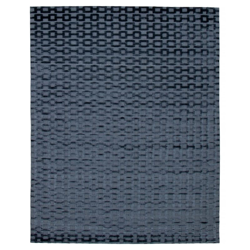 ECARPETGALLERY Hand Loomed Shimmer Navy Viscose Rug - 8'2 x 10'1 - Navy - 8'2 x 10'1