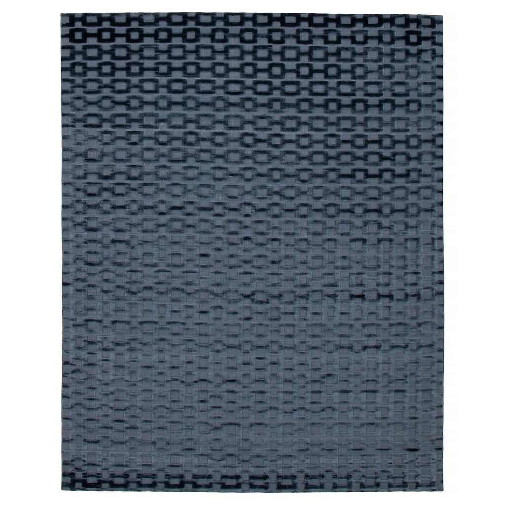 ECARPETGALLERY Hand Loomed Shimmer Navy Viscose Rug - 8'2 x 10'1