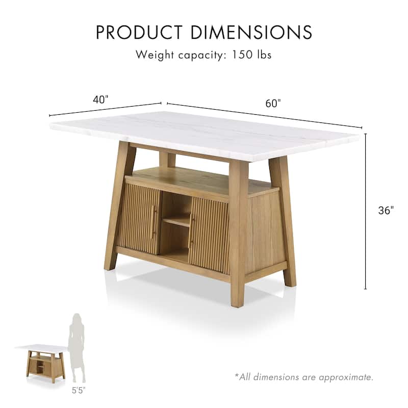 Furniture of America Nayel Modern 5-Piece Genuine Marble Counter Height Dining Table Set