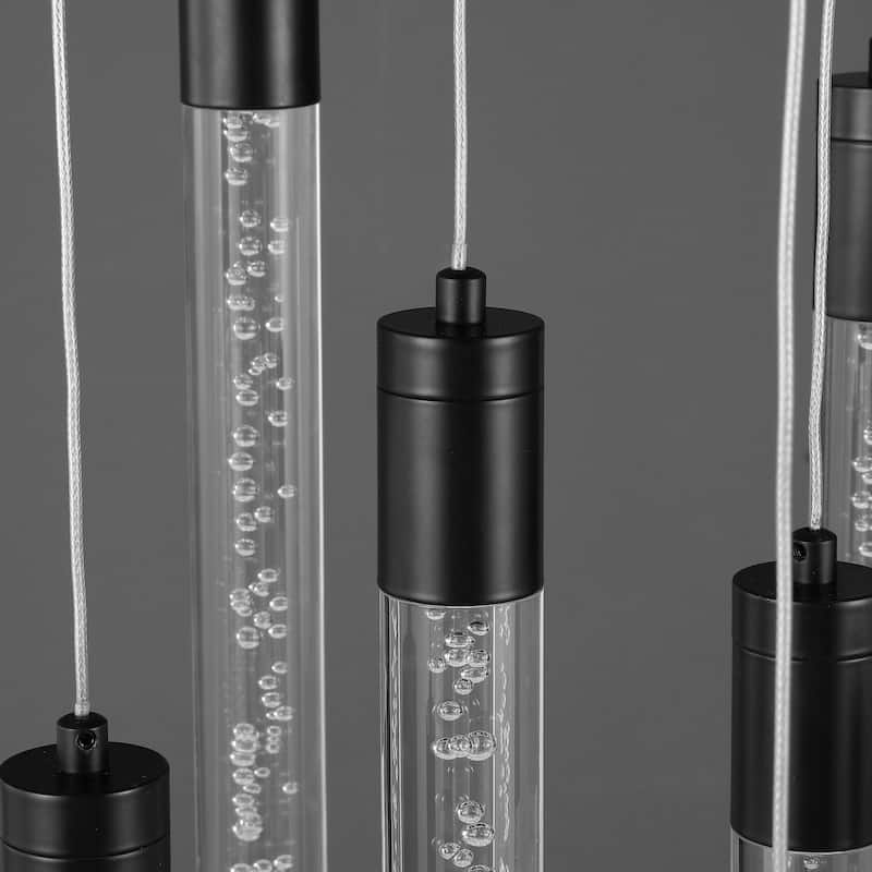 SAFAVIEH Couture Thekla Acrylic 9-Light Chandelier - 17 In. W x 17 In. D x 17/65 In. H - Black