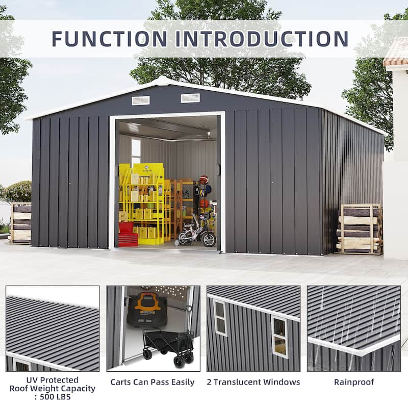 10*12ft Metal Storage Sheds with Two Windows,Door