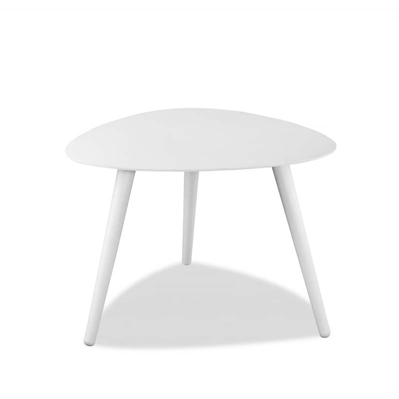 Contemporary 27” White Aluminum End Table with Minimalist 3-Leg Base for Living Rooms - 27”L x 24”W x 16”H