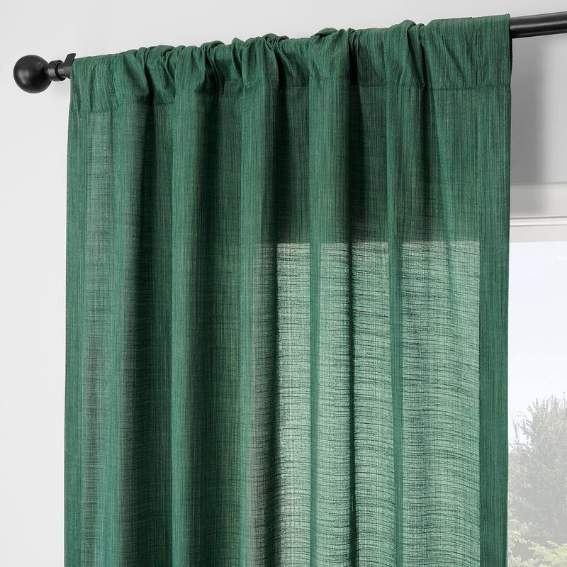 Exclusive Fabrics Rustic Linen Weave Light Filtering Curtains for Bedroom & Living Room Curtains - 2 Panel Drapes